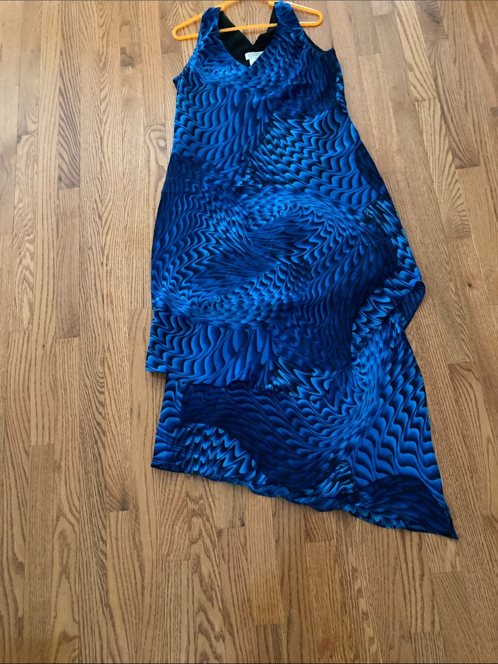 CDC Blue/Black Wave V-Neck Dress with layers